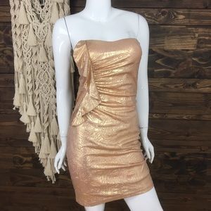 Hailey Logan | Rose Gold Metallic Ruffle Dress